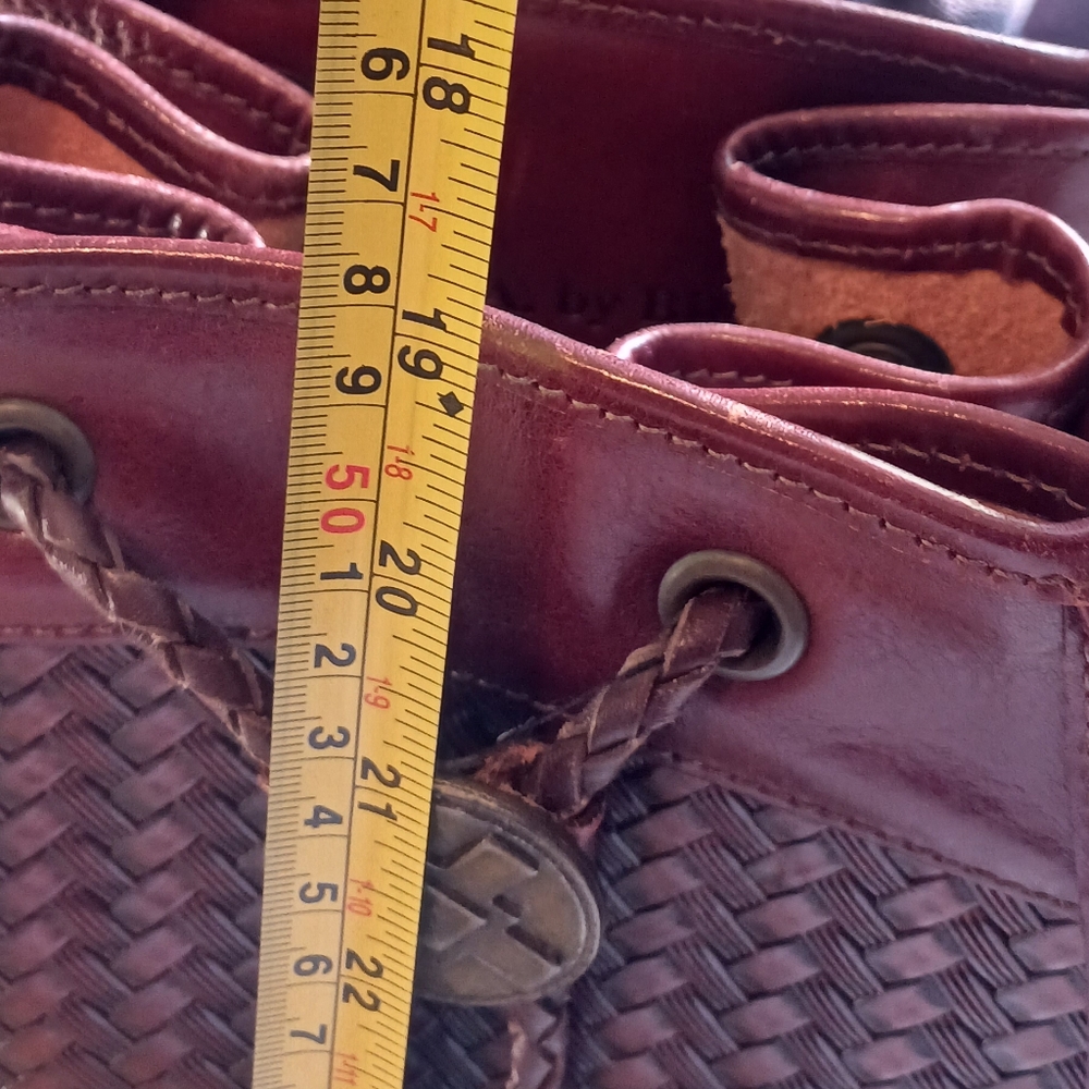 Brahmin Woven Leather Bucket Bag in Burgundy - Picture 13 of 14